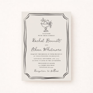 Whimsical Hand-Drawn Ivory Wedding Invitation Ankündigung