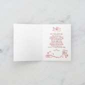 Whimsical Hand Drawn Just Married Car Wedding Dankeskarte (Innenseite)