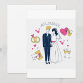 Whimsical Hand-Drawn "Just Married" Couple  (Vorne/Hinten)