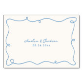 Whimsical Hand Drawn Light Blue Platzkarte Tischnummer (Rückseite)