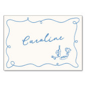 Whimsical Hand Drawn Light Blue Platzkarte Tischnummer (Vorderseite)
