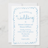 Whimsical Hand Drawn Light Blue QR UAWG Wedding Einladung (Vorderseite)