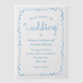 Whimsical Hand Drawn Light Blue Wedding Pergament Einladungen (Vorderseite)