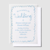 Whimsical Hand Drawn Light Blue Wedding Pergament Einladungen (Versetzt)
