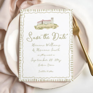 Whimsical Hand Drawn Ljubljana Burg Europa Save The Date