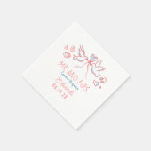 Whimsical Hand Drawn Love Birds Wedding Napkins Serviette (Ecke)