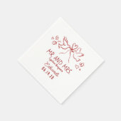 Whimsical Hand Drawn Love Birds Wedding Napkins Serviette (Ecke)