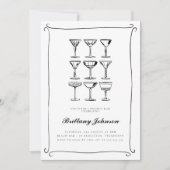 Whimsical Hand Drawn Martini Geburtstag Einladung (Vorderseite)