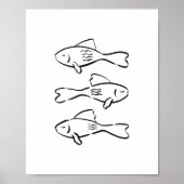 Whimsical Hand-Drawn Mediterranean Fish Art Poster (Vorne)