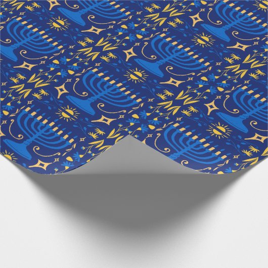 Whimsical Hand Drawn Menorah Candle Hanukkah Geschenkpapier (Ecke)