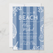 Whimsical hand drawn nautical coastal wedding einladung (Vorderseite)