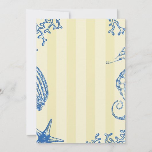 Whimsical hand drawn nautical coastal wedding einladung (Rückseite)