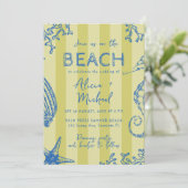 Whimsical hand drawn nautical coastal wedding  einladung (Stehend Vorderseite)