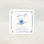 Whimsical Hand Drawn Navy Blue Bow Hochzeit Quadratischer Aufkleber<br><div class="desc">Dieses bezaubernde Design zeichnet sich durch handgezeichnete Elemente und einen skurrilen,  fetten Text aus.</div>