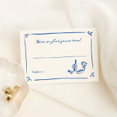 Whimsical Hand Drawn Navy Blue Platzkarte Tischnummer
