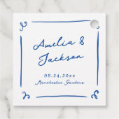 Whimsical Hand Drawn Navy Blue Wedding Geschenkanhänger (Rückseite)