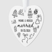 Whimsical Hand Drawn Newlyly Erste Weihnachten Ornament (Vorderseite)