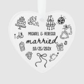 Whimsical Hand Drawn Newlyly Erste Weihnachten Ornament (Vorderseite)