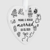 Whimsical Hand Drawn Newlyly Erste Weihnachten Ornament (Vorderseite)