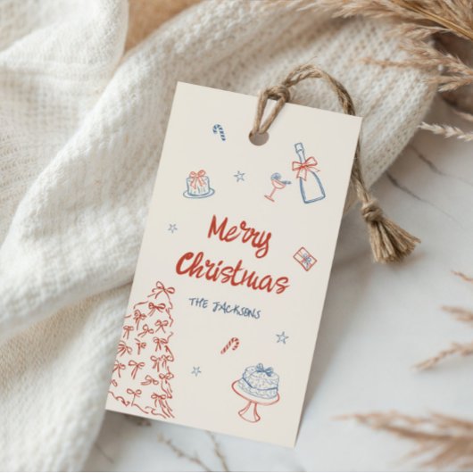 Whimsical Hand Drawn Oh, was Spaß Weihnachten Part Geschenkanhänger