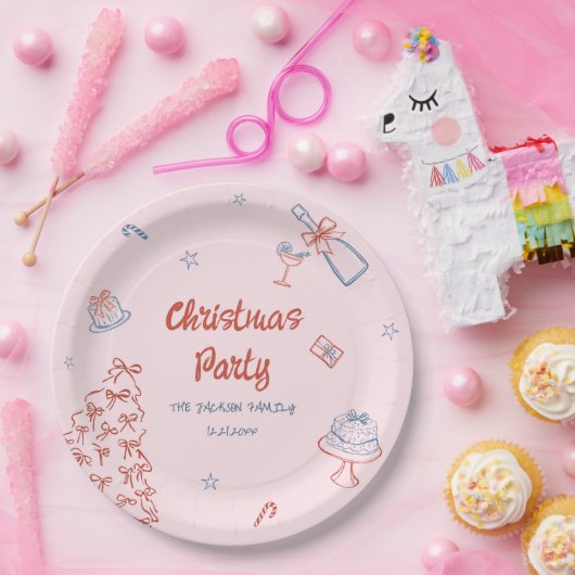 Whimsical Hand Drawn Oh, was Spaß Weihnachten Part Pappteller (Party)