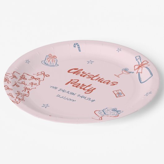 Whimsical Hand Drawn Oh, was Spaß Weihnachten Part Pappteller (Schrägansicht)