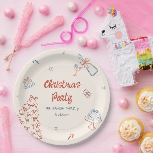 Whimsical Hand Drawn Oh, was Spaß Weihnachten Part Pappteller (Party)