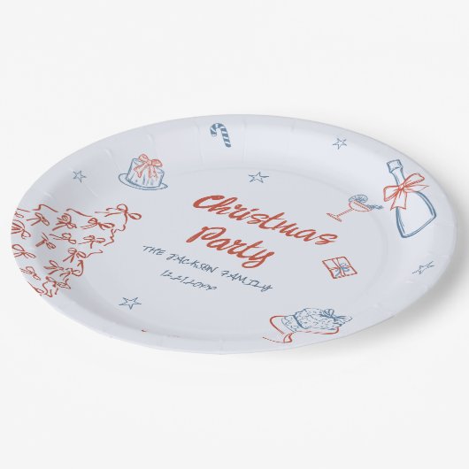 Whimsical Hand Drawn Oh, was Spaß Weihnachten Part Pappteller (Schrägansicht)