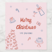 Whimsical Hand Drawn Oh, was Spaß Weihnachten Part Weinetikett (Einzelnes Label)