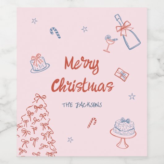 Whimsical Hand Drawn Oh, was Spaß Weihnachten Part Weinetikett (Einzelnes Label)