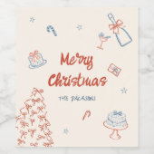 Whimsical Hand Drawn Oh, was Spaß Weihnachten Part Weinetikett (Einzelnes Label)