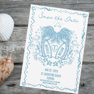 Whimsical Hand Drawn Palm Beach Doodle Hochzeit Save The Date