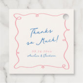 Whimsical Hand Drawn Pink & Blue Hochzeit Vielen D Geschenkanhänger (Rückseite)