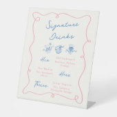 Whimsical Hand Drawn Pink & Blue Signature Drinks Sockelschild (Vorderseite)