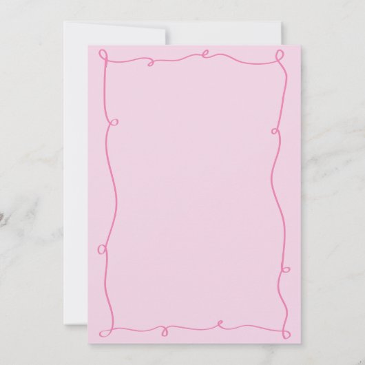 Whimsical Hand Drawn Pink Bridal Dusche Einladung (Rückseite)