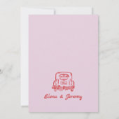 Whimsical Hand Drawn Pink Hochzeit Einladung (Rückseite)