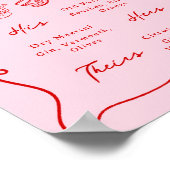 Whimsical Hand Drawn Pink & Red Signature Drinks Poster (Ecke)