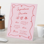 Whimsical Hand Drawn Pink & Red Signature Drinks Sockelschild (In Situ)