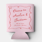 Whimsical Hand Drawn Pink & Red Wedding Dosenkühler (Rückseite)