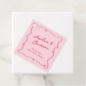 Whimsical Hand Drawn Pink & Red Wedding Geschenkanhänger (Beispiel)