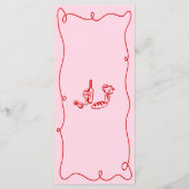 Whimsical Hand Drawn Pink & Red Wedding Menükarte (Rückseite)