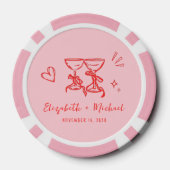 Whimsical Hand Drawn Pink Red Wedding Pokerchips (Rückseite)
