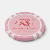 Whimsical Hand Drawn Pink Red Wedding Pokerchips (Einzeln)