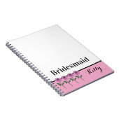 Whimsical Hand Drawn Pink Roses Bridesmaid Notizblock (Rechte Seite)