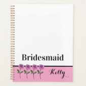 Whimsical Hand Drawn Pink Roses Bridesmaid Planer (Vorderseite)