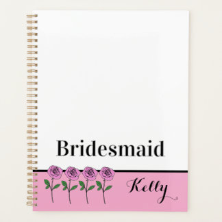 Whimsical Hand Drawn Pink Roses Bridesmaid Planer