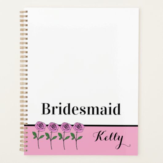 Whimsical Hand Drawn Pink Roses Bridesmaid Planer (Vorderseite)