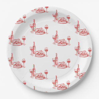Whimsical Hand Drawn Pizza Brautparty Pappteller