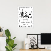Whimsical Hand Drawn Pizza Brautparty Poster (Heimbüro)