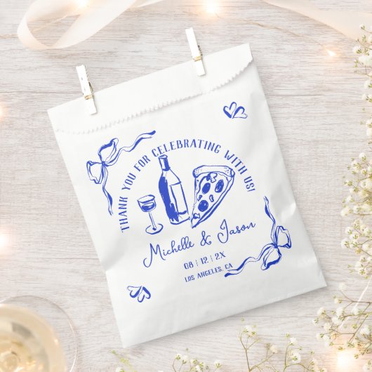 Whimsical Hand Drawn Pizza French Bow Vielen Dank Geschenktütchen (Ausgeschnitten)